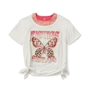 Justice Girls Collection X GraphicSide Tie T-Shirt & Sports Bra Size XLP 16/18